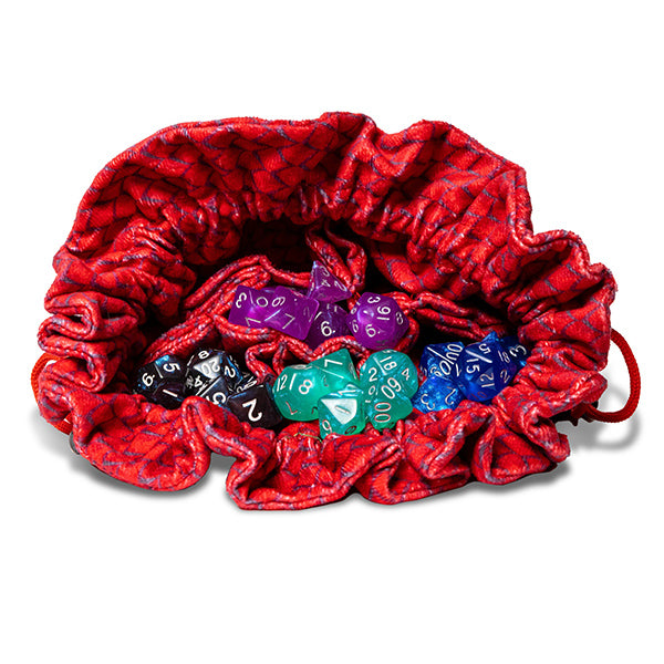 MDG: Fanroll Dice Bag - Velvet Compartment with Pockets (Dragonstorm Red)