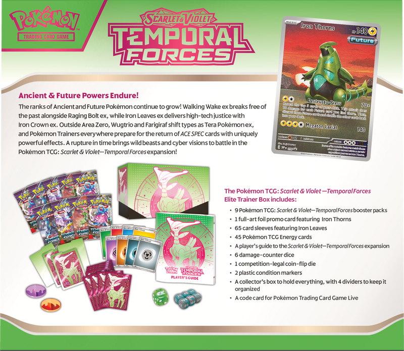 Pokemon: Scarlet & Violet Temporal Forces - Elite Trainer Box (Iron Leaves)