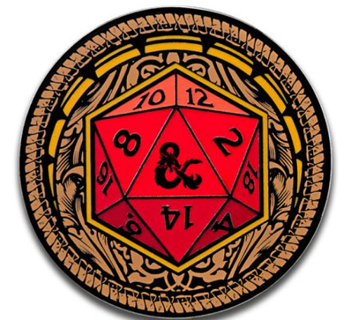 D&D: Enamel Pin - Ornate D20 with Augmented Reality