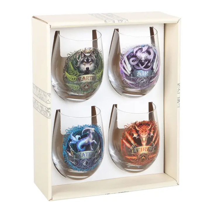 Anne Stokes: Elemental Stemless Wine Glasses