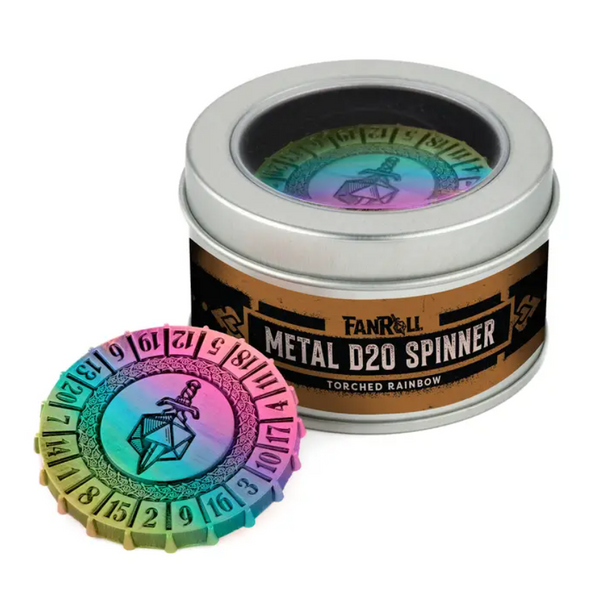 MDG: Metal D20 Spinner - Torched Rainbow