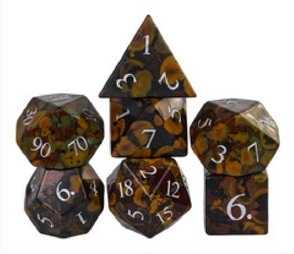 Foam Brain Games: RPG Gemstone Dice Set - Camouflage (Engraved with Silver)