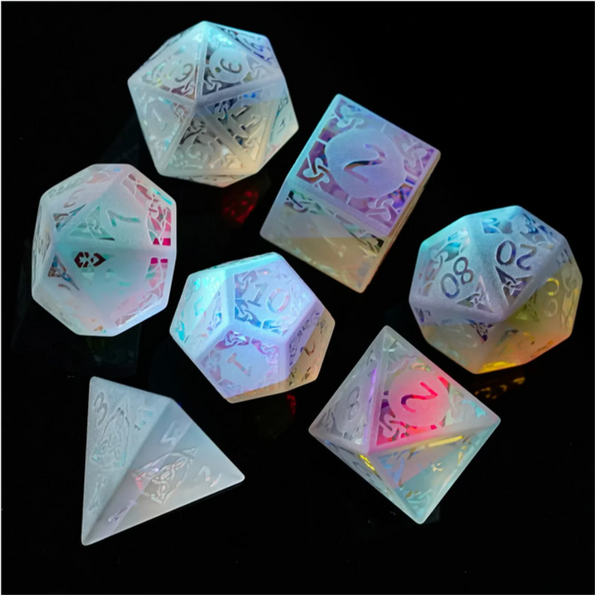 Foam Brain Games: RPG Gemstone Dice Set - Rainbow Crystal and Flourish