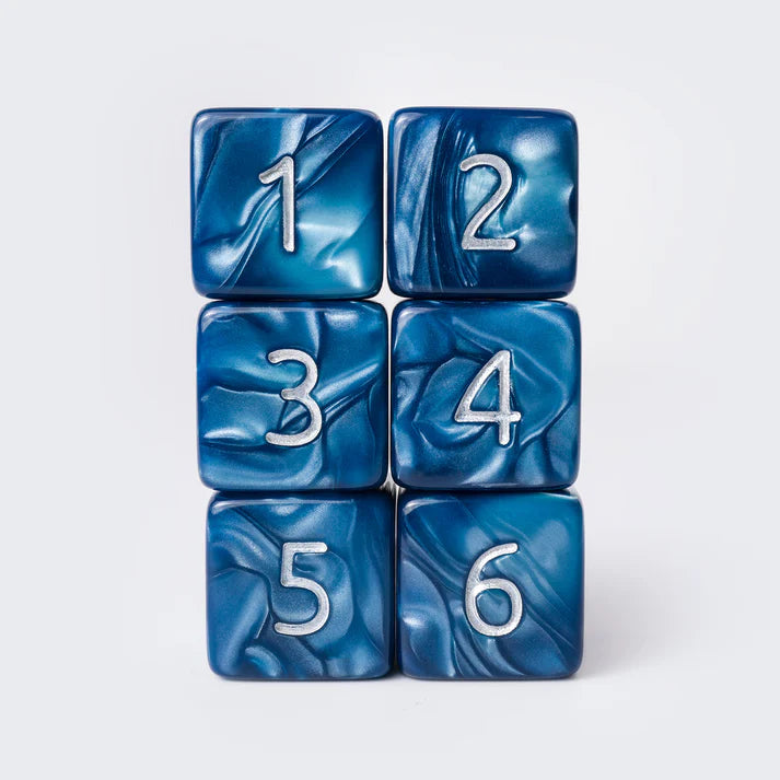 Kraken Dice: D6 Dice Set - Cadet Blue with Silver Ink