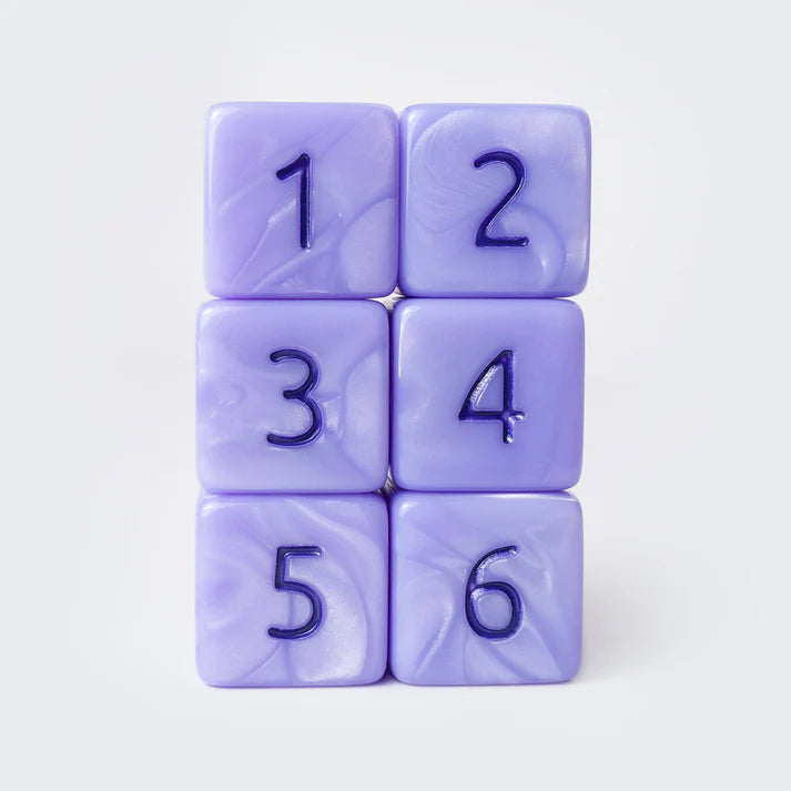Kraken Dice: D6 Dice Set - Periwinkle with Purple Ink