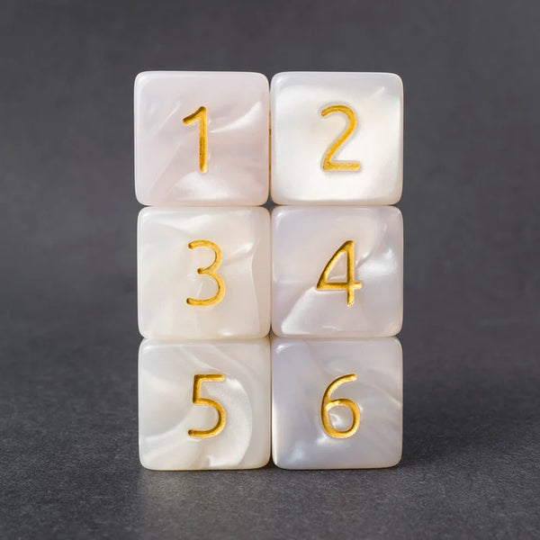 Kraken Dice: D6 Dice Set - White with Gold Ink