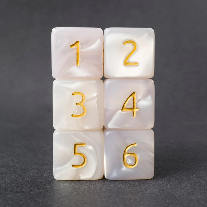 Kraken Dice: D6 Dice Set - White with Gold Ink