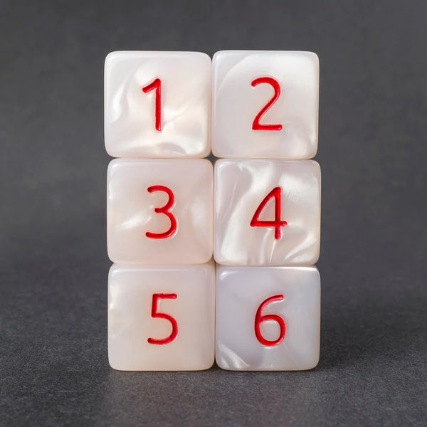 Kraken Dice: D6 Dice Set - White with Red Ink
