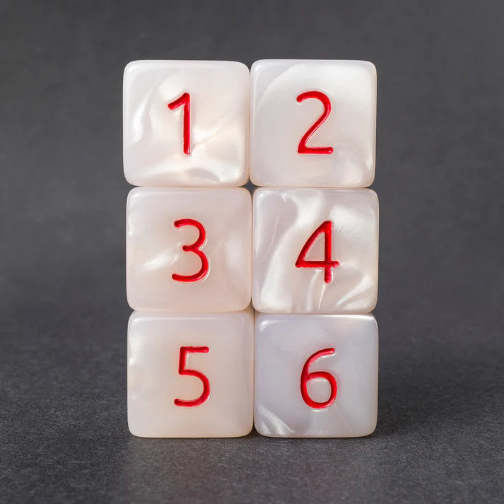 Kraken Dice: D6 Dice Set - White with Red Ink
