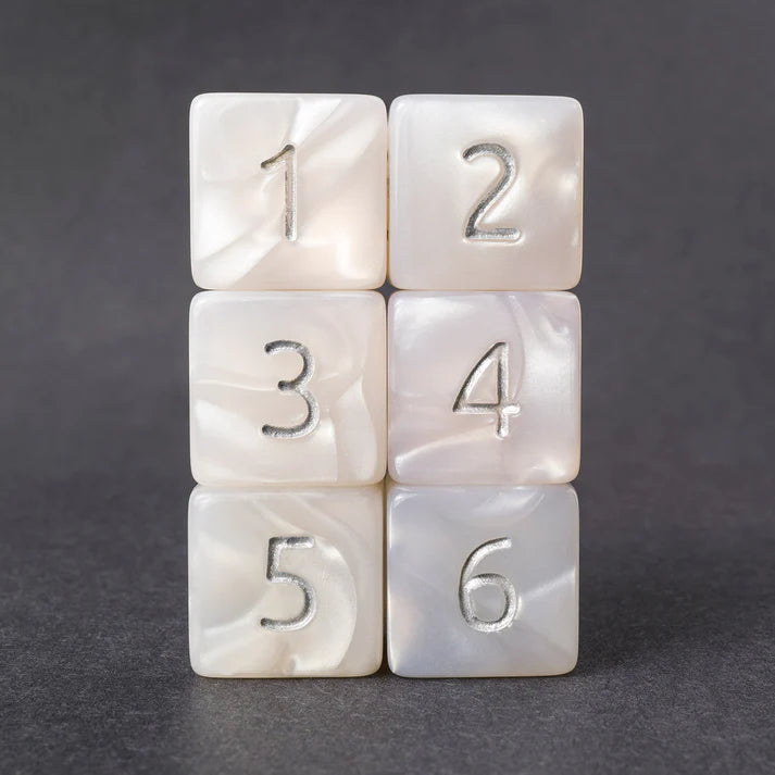 Kraken Dice: D6 Dice Set - White with Silver Ink