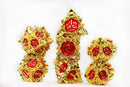 Foam Brain Games: RPG Metal Dice Set - Floral Starburst (Ruby Rose)