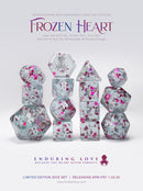 Kraken Dice: 14pc Dice Set - Frozen Heart - Blue With Red Hearts