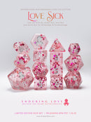 Kraken Dice: 14pc Dice Set - Love Sick - Pink With Red Hearts