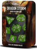 FanRoll: RPG  Inclusion Resin Dice Set: Dragon Storm - Green Scales
