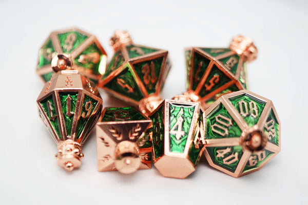 Foam Brain Games: RPG Metal Dice Set - Moonlit Lanterns (Coppered Acidfire)