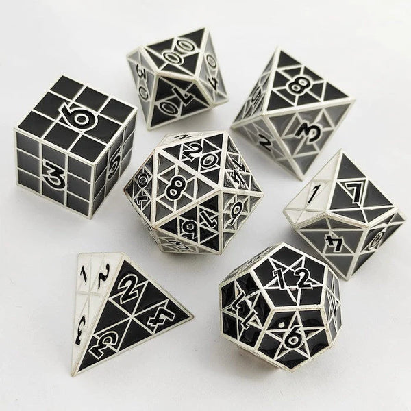 Foam Brain Games: RPG Metal Dice Set - Puzzle Cube (Gray, 8 Piece)