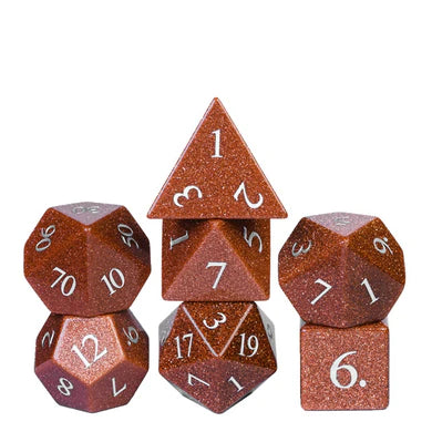 Foam Brain Games: RPG Gemstone Dice Set - Red Goldstone Engraved