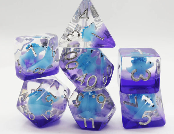 Foam Brain Games: RPG Dice Set - Blue Stegosaurus