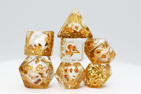 Foam Brain Games: RPG Dice Set - Skull and Gold Glitter