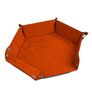 Foam Brain Games: Dice Tray - Leatherette & Velvet Hex (Orange)