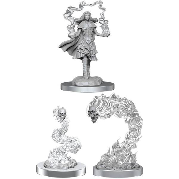 D&D: Nolzur's Marvelous Unpainted Miniatures - Dark Spellcaster & Flameskulls