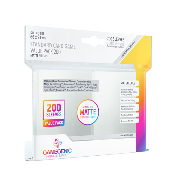Gamegenic: Prime Sleeves - Matte Standard Card Game Value Pack (200ct.)