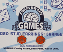 Foam Brain Games: Earrings - D20 (Orange)