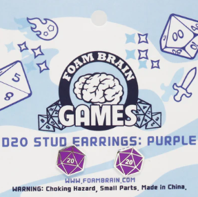Foam Brain Games: Earrings - D20 (Purple)
