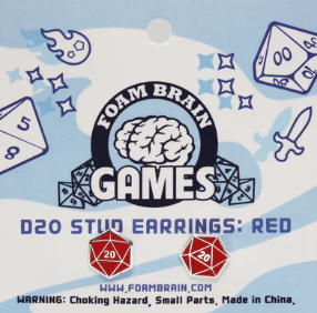 Foam Brain Games: Earrings - D20 (Red)