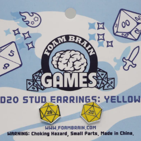 Foam Brain Games: Earrings - D20 (Yellow)
