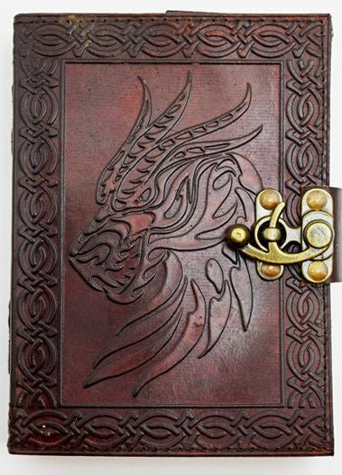 Journal - Celtic Dragon Head (Leather w/ Lock)