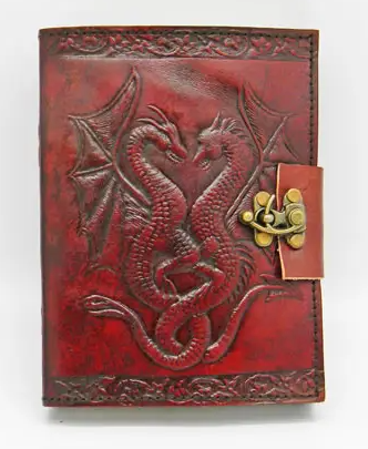 Journal - Double Dragon Head (Leather w/ Lock)