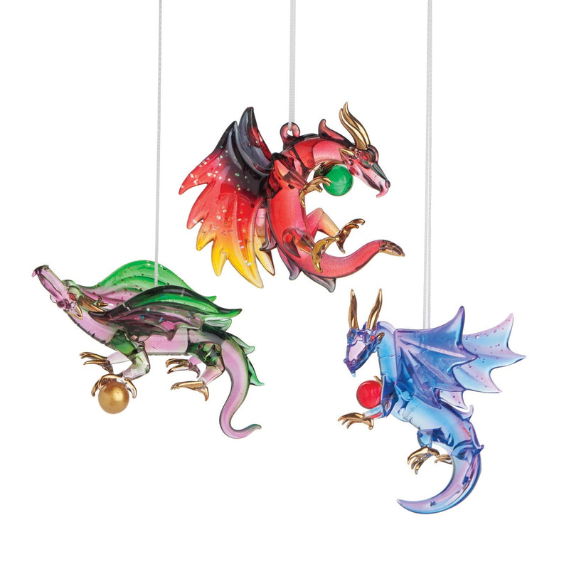 Wicked Dragon Glass Ornament - Assorted