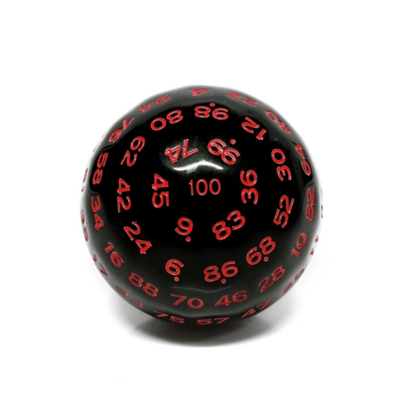 Foam Brain Games: D100 - 45mm (Black Opaque with Red)
