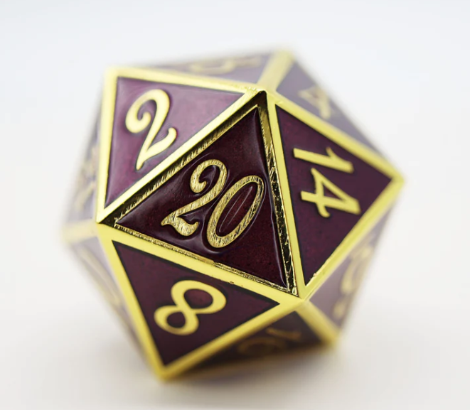 Foam Brain Games: D20 - Extra Large 35mm (Gold with Amethyst)