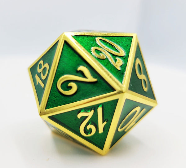 Foam Brain Games: D20 - Extra Large 35mm (Gold with Emerald)