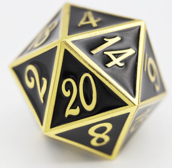 Foam Brain Games: D20 - Extra Large 35mm (Gold with Onyx)