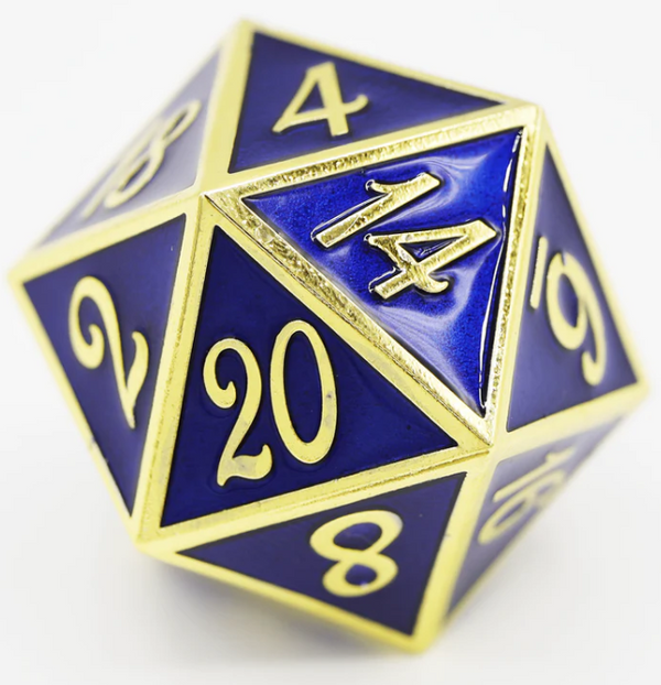 Foam Brain Games: D20 - Extra Large 35mm (Gold with Sapphire)