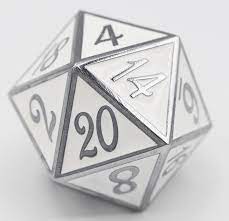 Foam Brain Games: D20 - Extra Large 35mm (Silver with White)