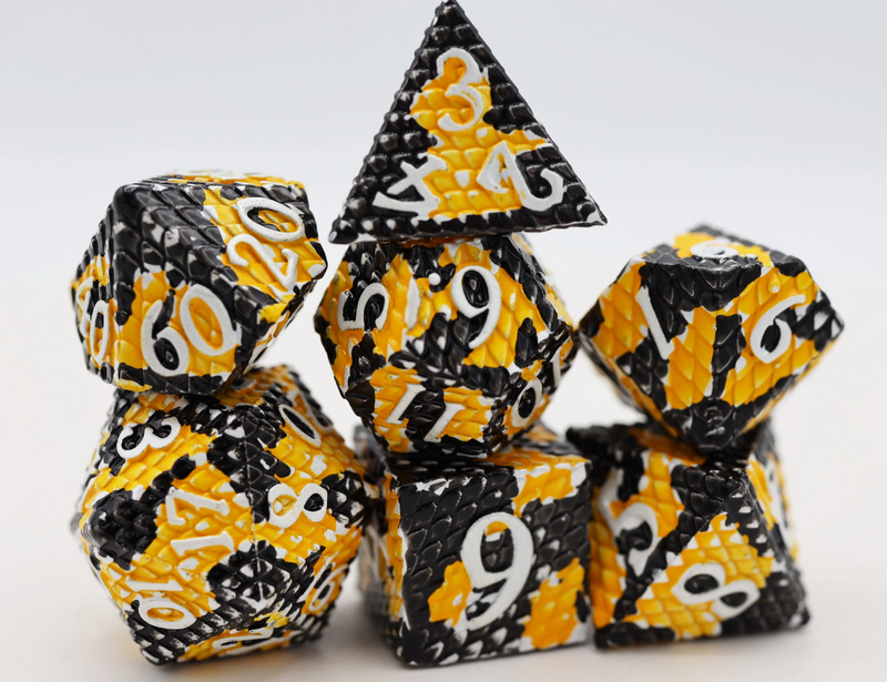 Foam Brain Games: RPG Metal Dice Set - Bumblebee Dragon Scale