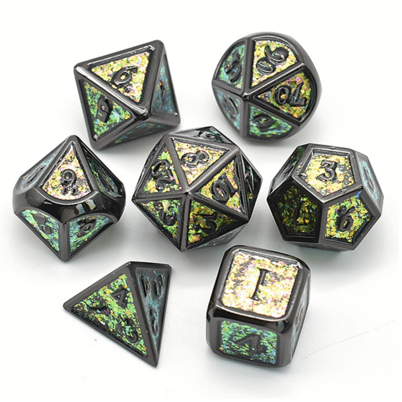 Foam Brain Games: RPG Metal Dice Set - Color Shifting (Fields of Green)