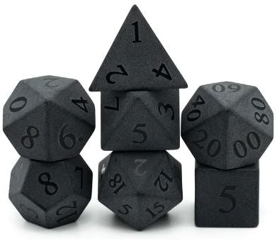 Foam Brain Games: RPG Gemstone Dice Set - Matte Obsidian (Embossed)
