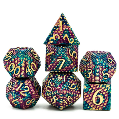 Foam Brain Games: RPG Metal Dice Set - Gold Dragon Scale