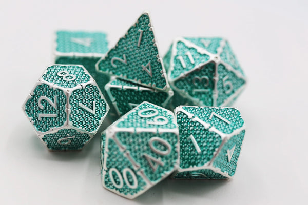 Foam Brain Games: RPG Metal Dice Set - Grassy Paw Prints