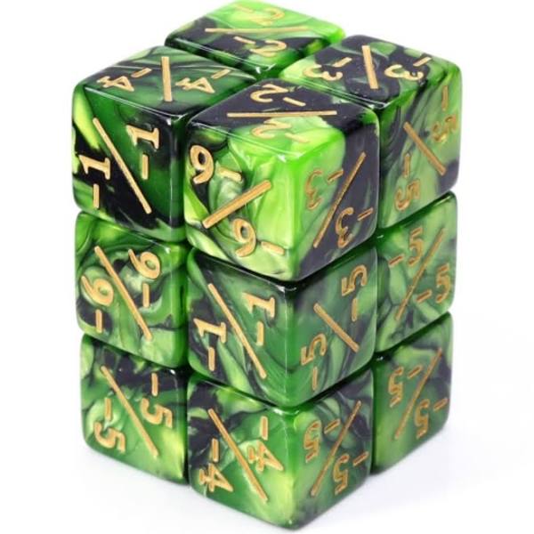 Foam Brain Games: -1/-1 Counter Dice - Green & Black