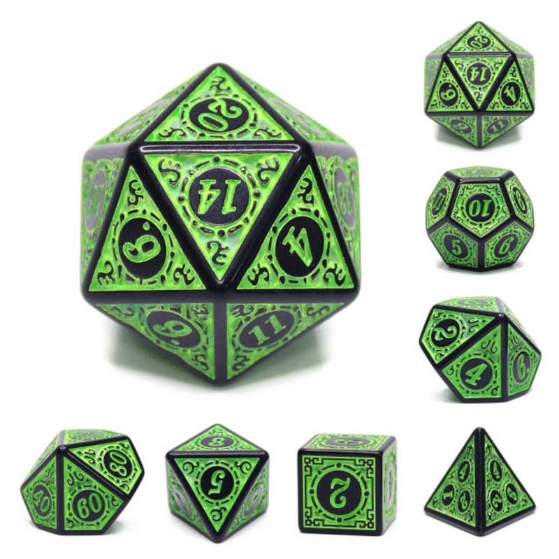 Foam Brain Games: RPG Dice Set - Magic Flame (Green)
