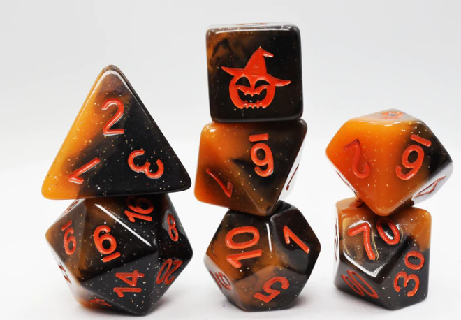 Foam Brain Games: RPG Dice Set - Halloween Pumpkin