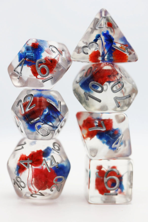 Foam Brain Games: RPG Dice Set - Red & Blue Flower