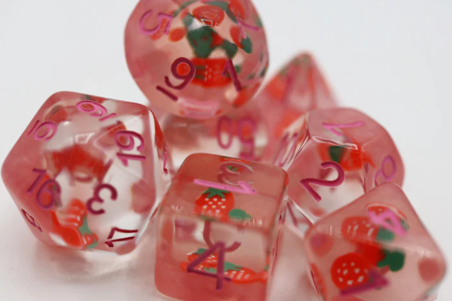 Foam Brain Games: RPG Dice Set - Strawberry Shortcake