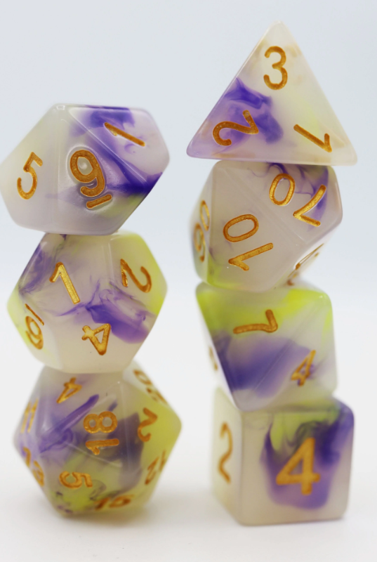 Foam Brain Games: RPG Dice Set - Yellow & Purple Jade